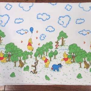 Vintage Disney Winnie The Pooh Baby‎ Blanket Hundred Acre Wood Flannel
